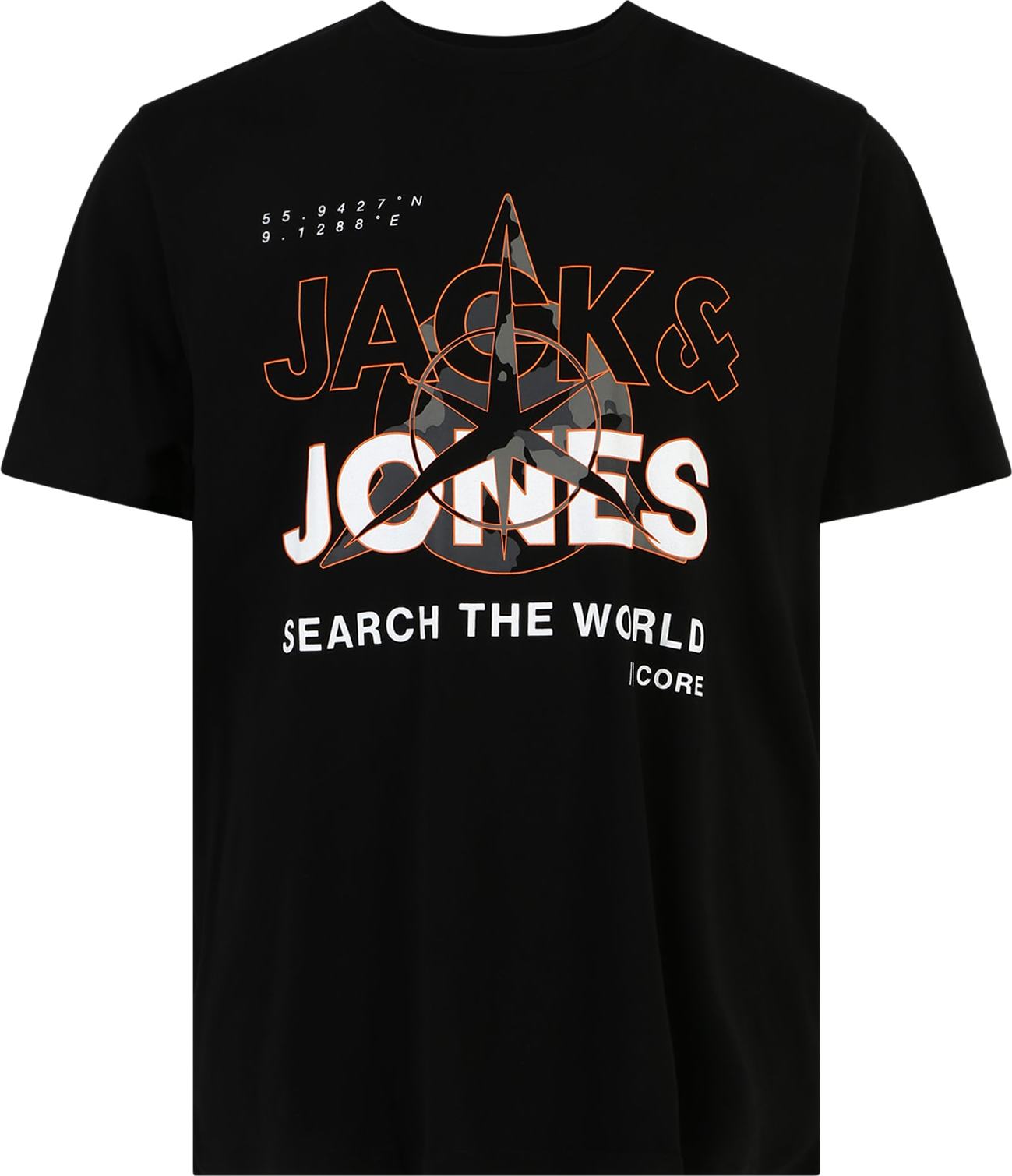 Jack & Jones Plus Tričko šedá / oranžová / černá / bílá