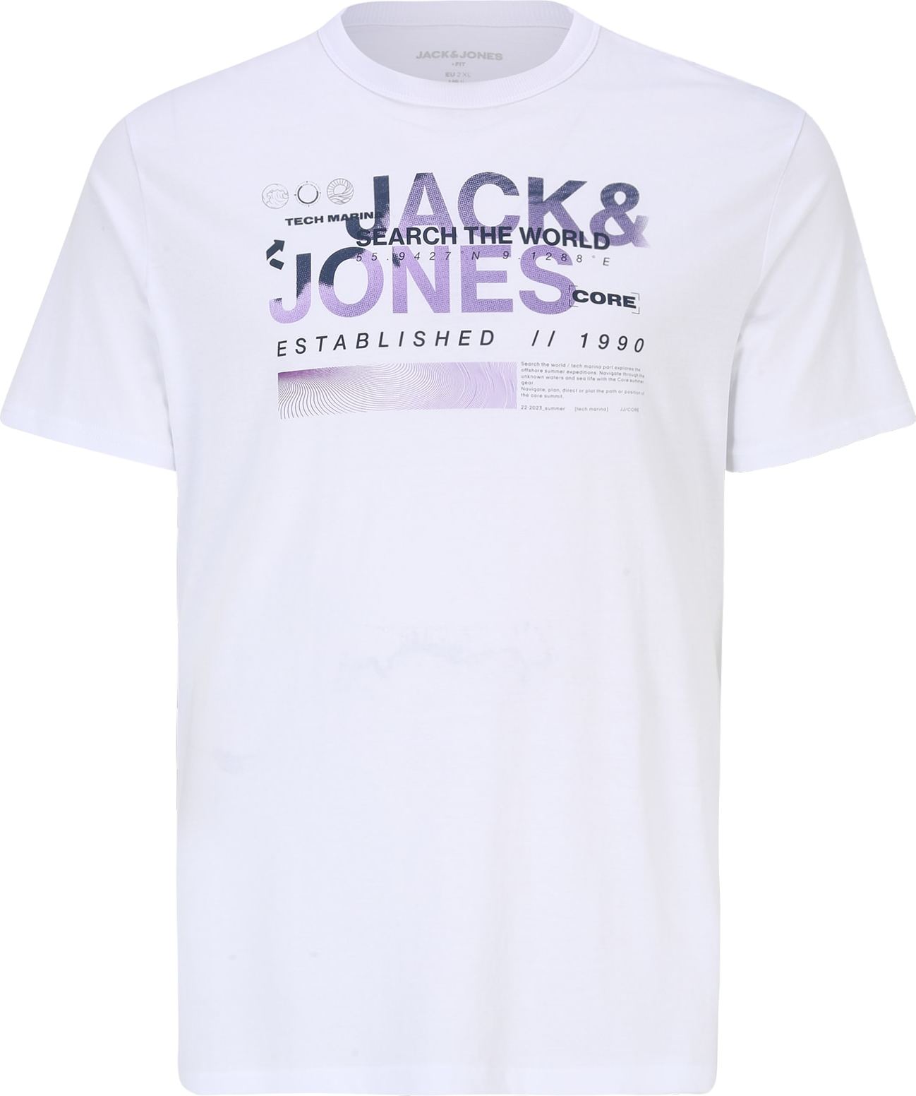 Jack & Jones Plus Tričko 'WATER' fialová / tmavě fialová / bílá