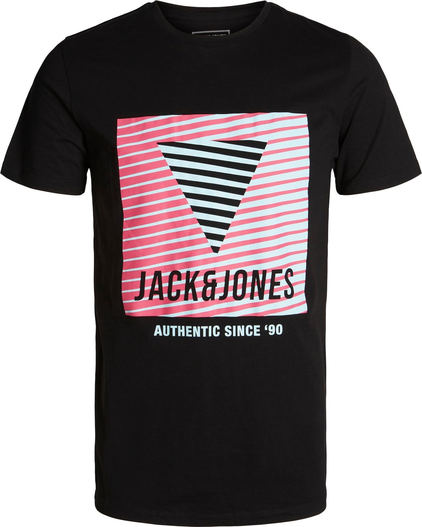 JACK & JONES Tričko 'Booster' pink / černá / bílá