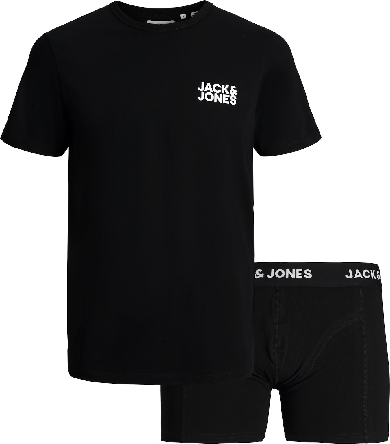 JACK & JONES Tričko černá / bílá