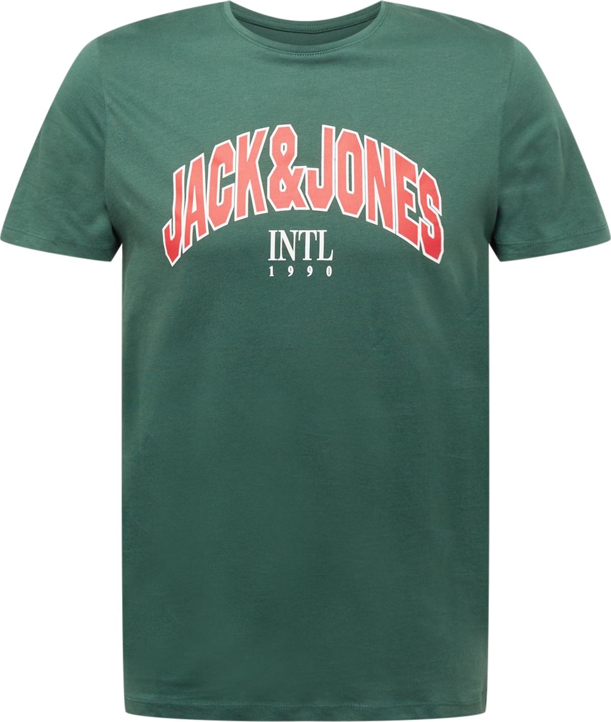 JACK & JONES Tričko 'CIRCLE' tmavě zelená / červená