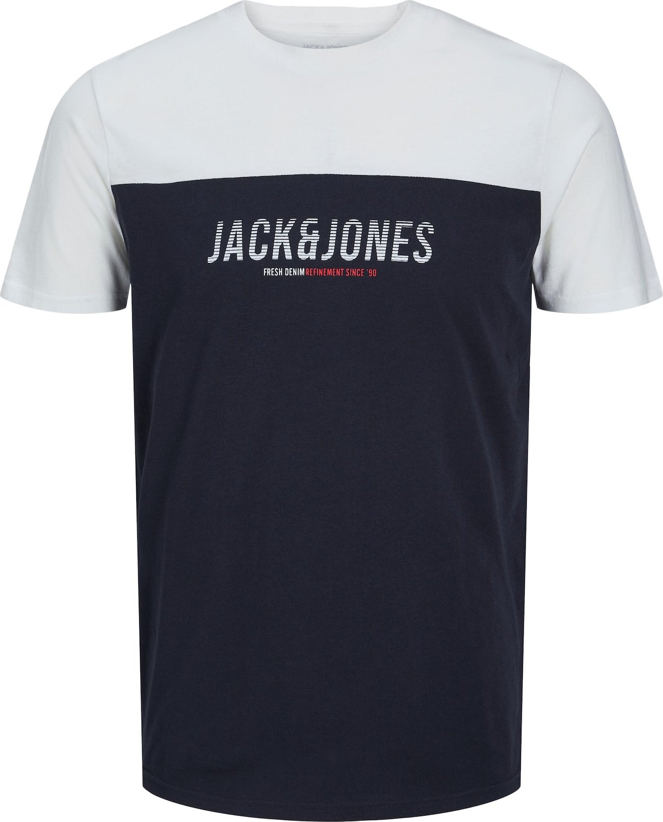 JACK & JONES Tričko 'Dan' námořnická modř / světle šedá / červená / bílá