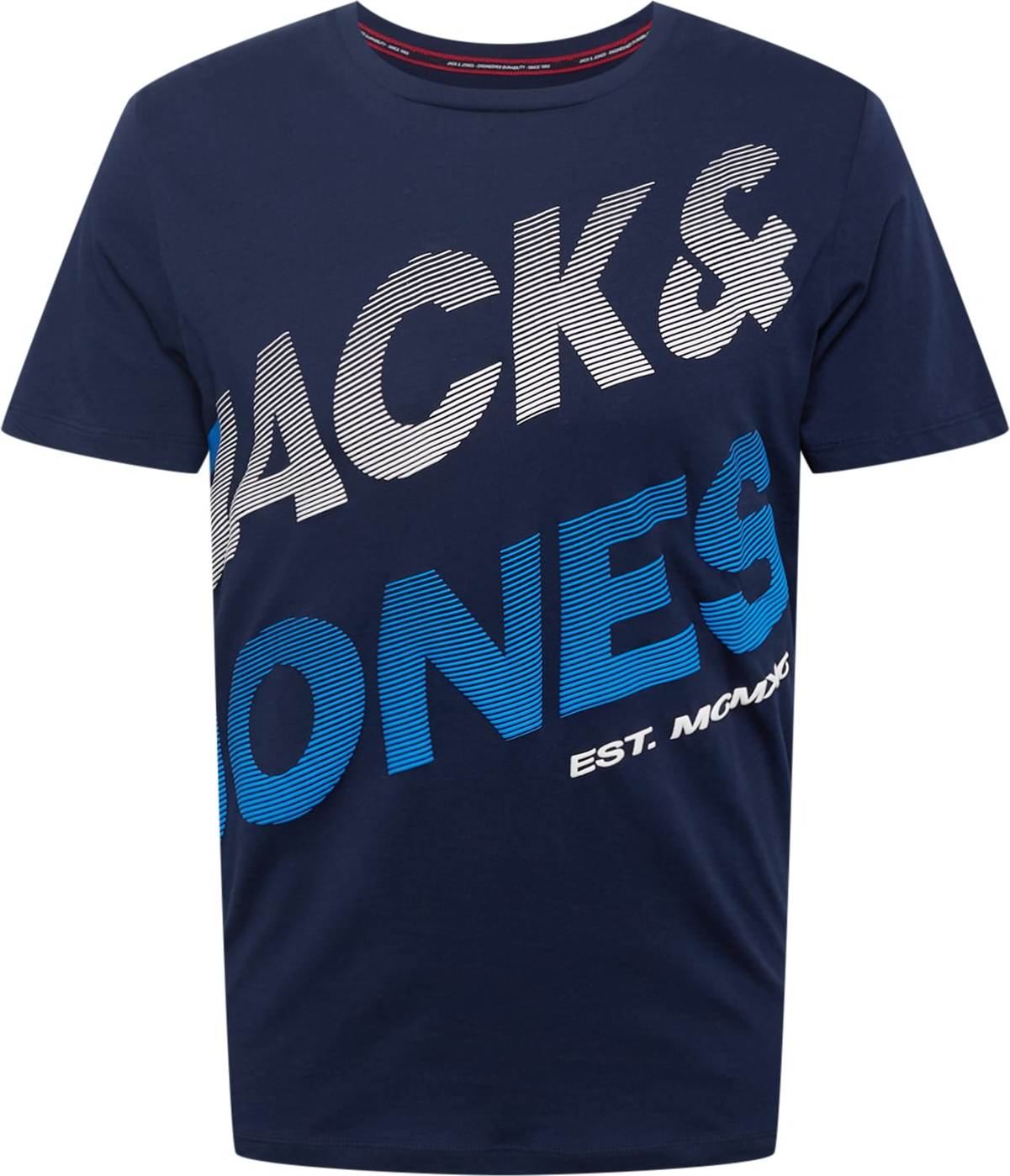 JACK & JONES Tričko 'FORMATION' námořnická modř / tmavě modrá / bílá