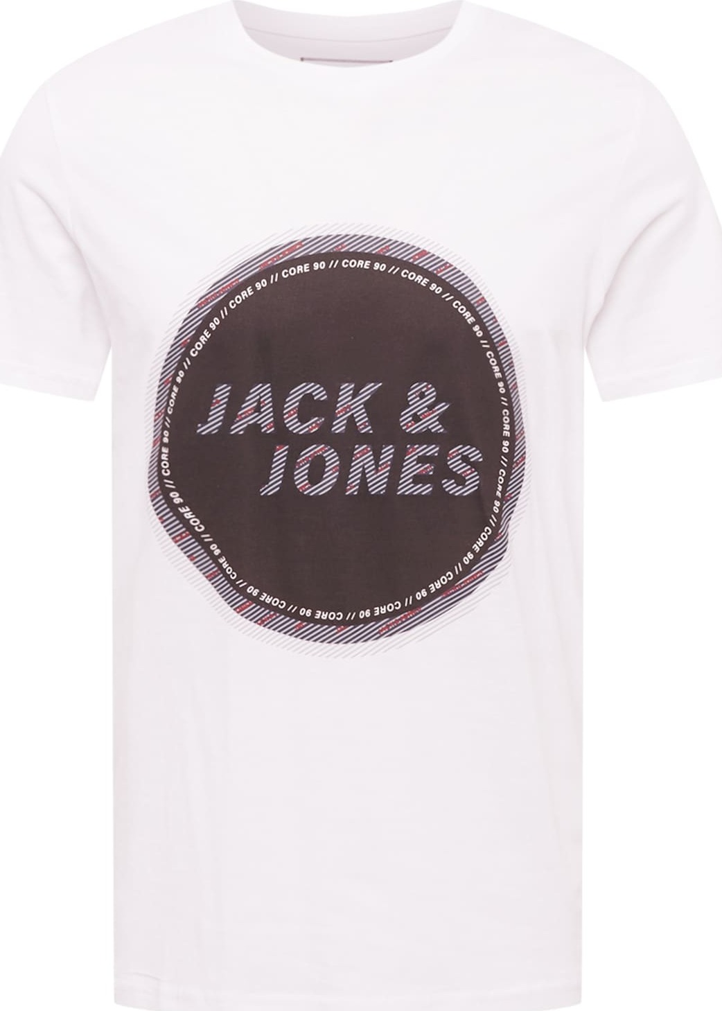 JACK & JONES Tričko 'Friday' modrá / tmavě hnědá / červená / bílá