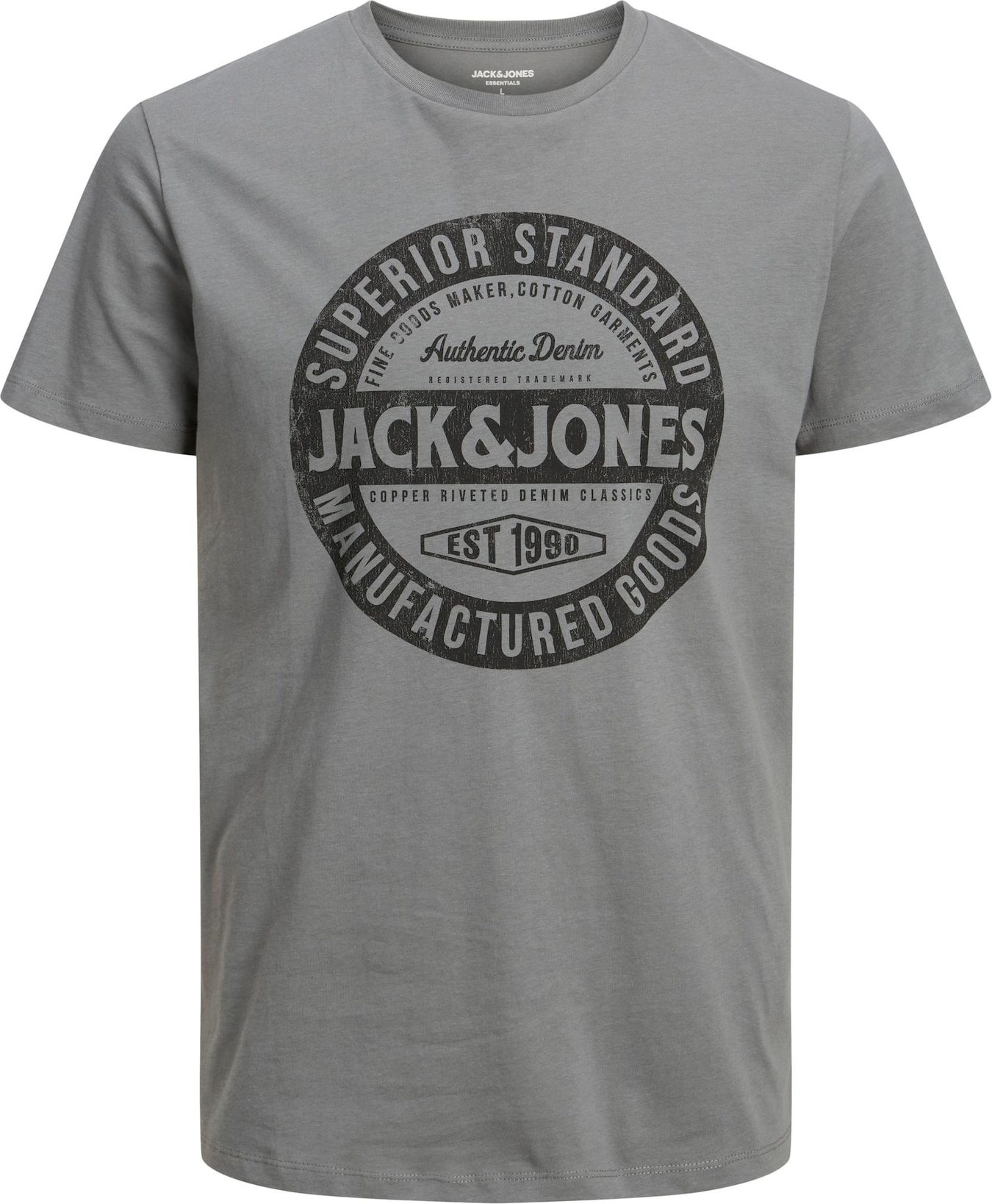 JACK & JONES Tričko 'JEANS' šedá / černá