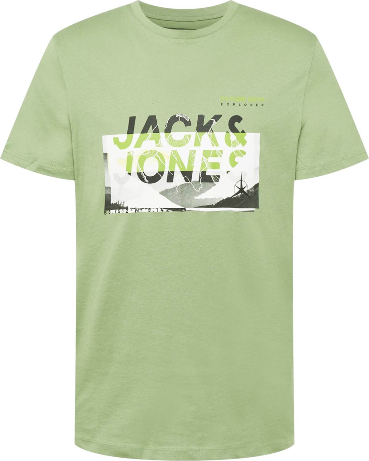 JACK & JONES Tričko kiwi / jablko / černá / bílá