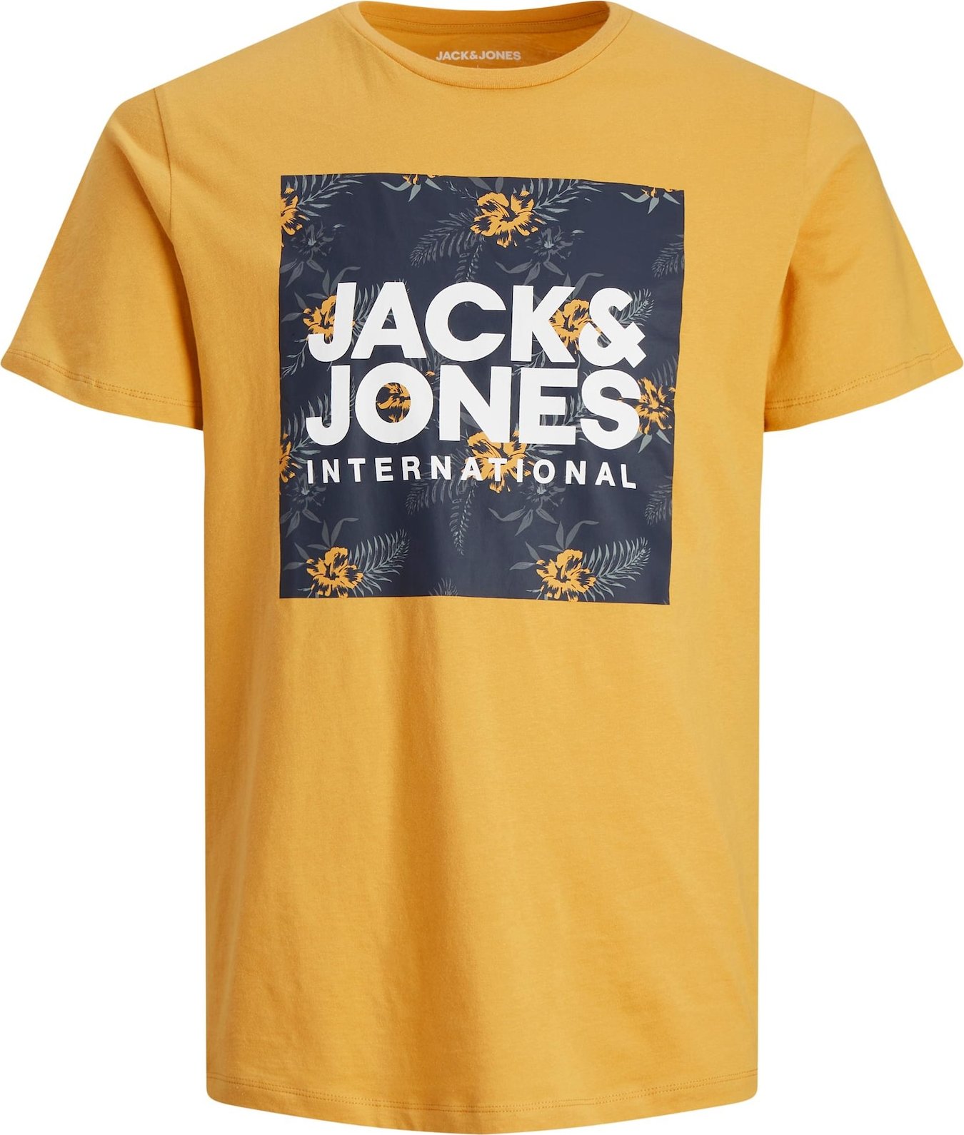 JACK & JONES Tričko 'LOKY' noční modrá / zlatě žlutá / bílá