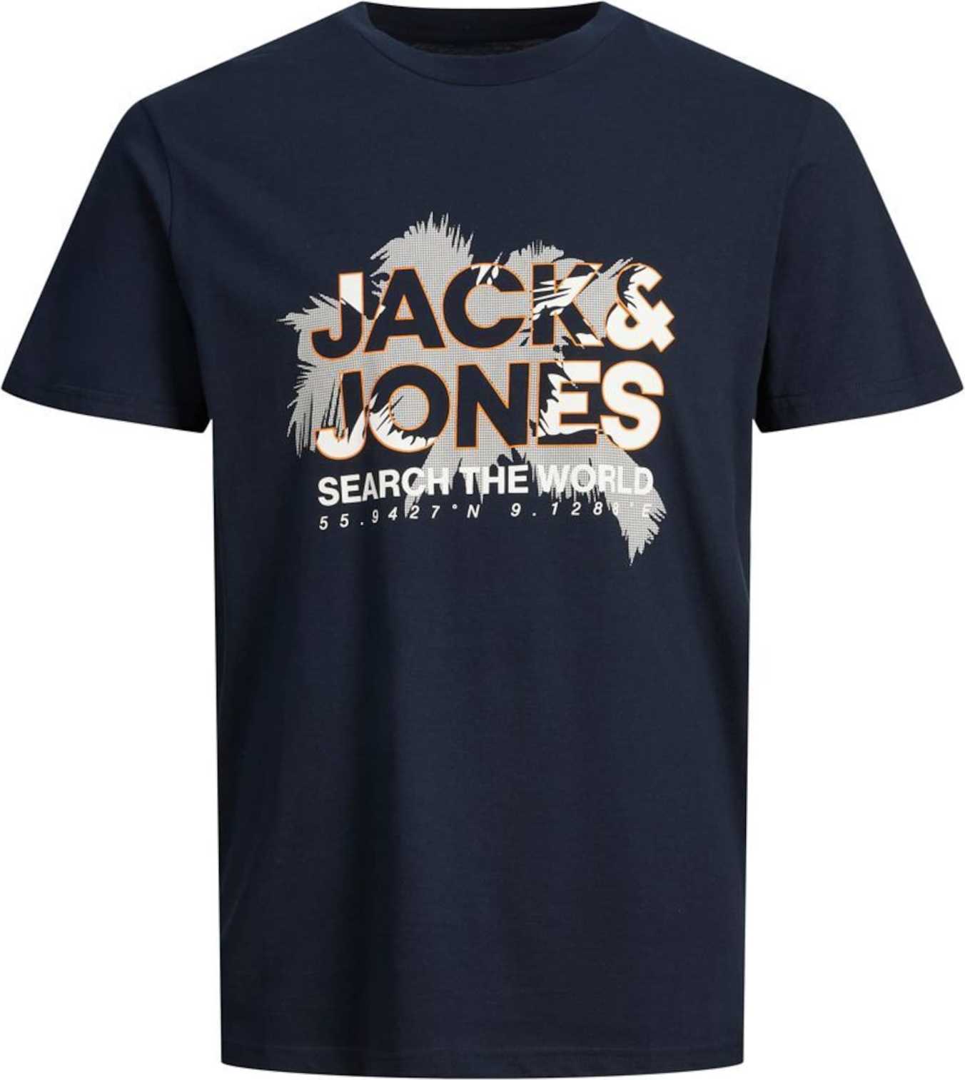 JACK & JONES Tričko 'Marina' tmavě modrá / šedá / oranžová / bílá