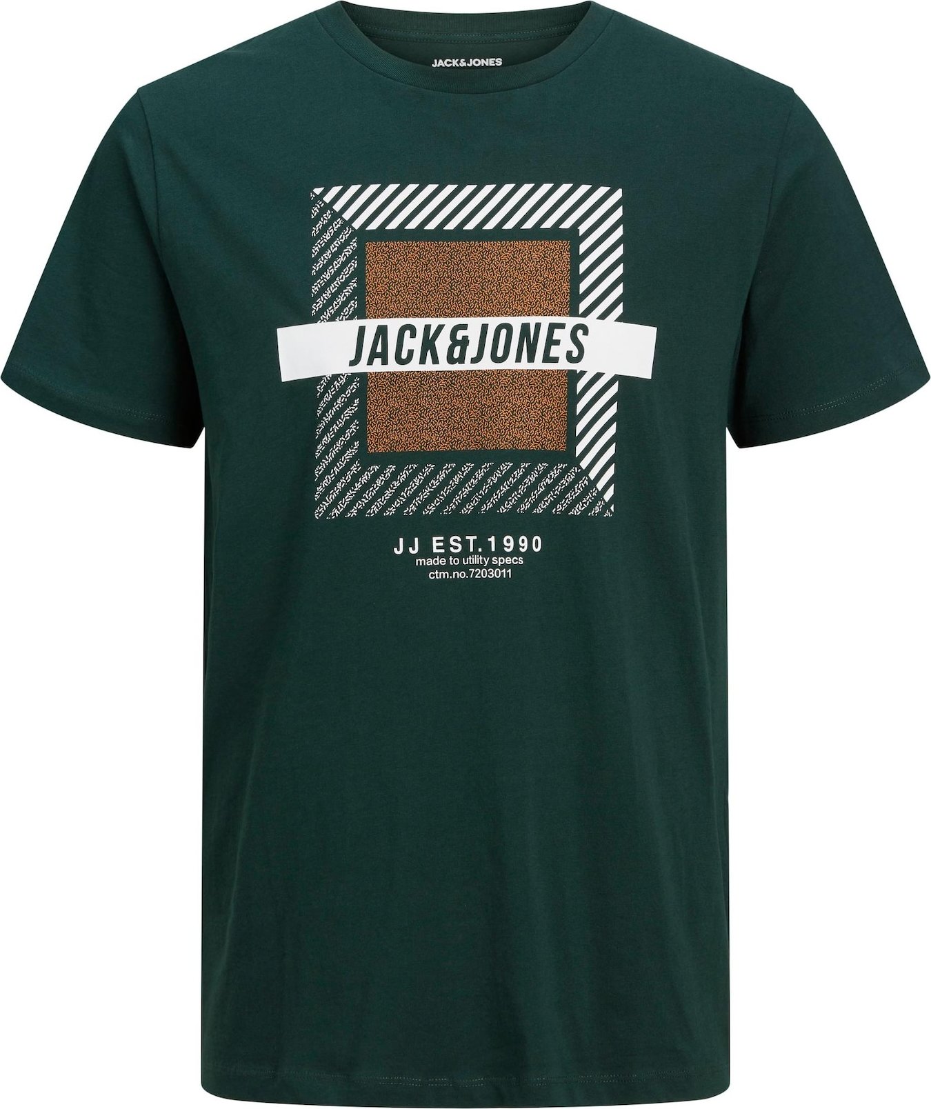 JACK & JONES Tričko 'MERAJ' koňaková / tmavě zelená / černá / bílá