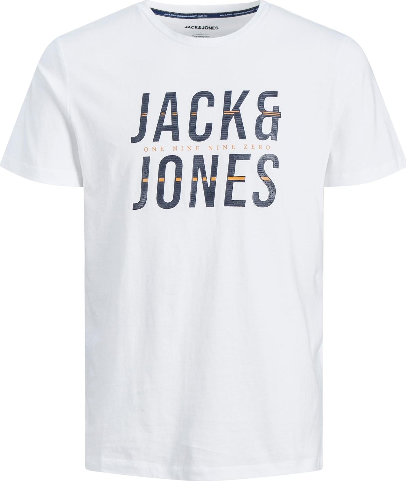 JACK & JONES Tričko 'Xilo' marine modrá / oranžová / bílá