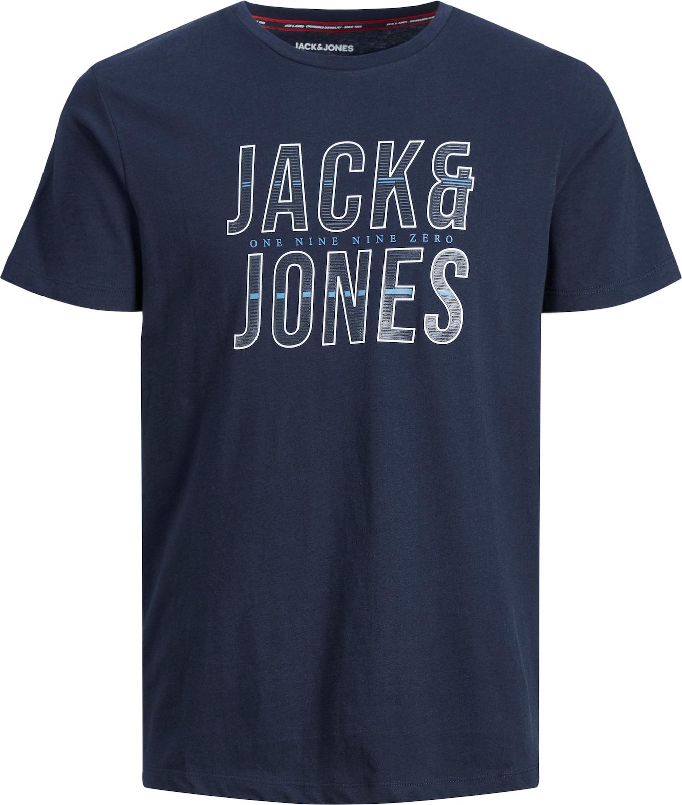 JACK & JONES Tričko 'XILO' námořnická modř / světlemodrá / bílá