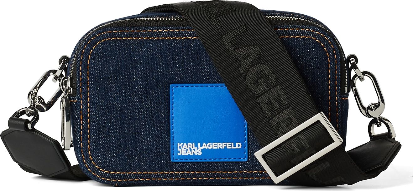 KARL LAGERFELD JEANS Taška přes rameno modrá / modrá džínovina / bílá