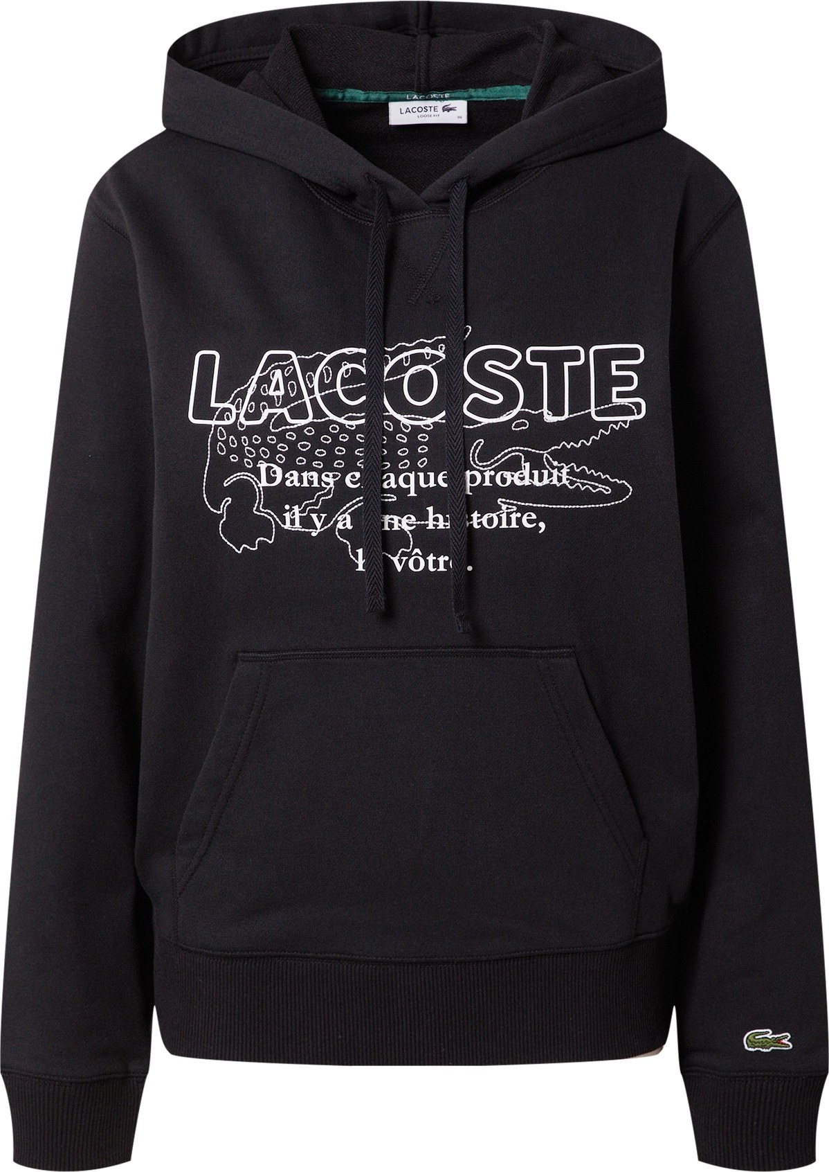 LACOSTE Mikina černá / bílá