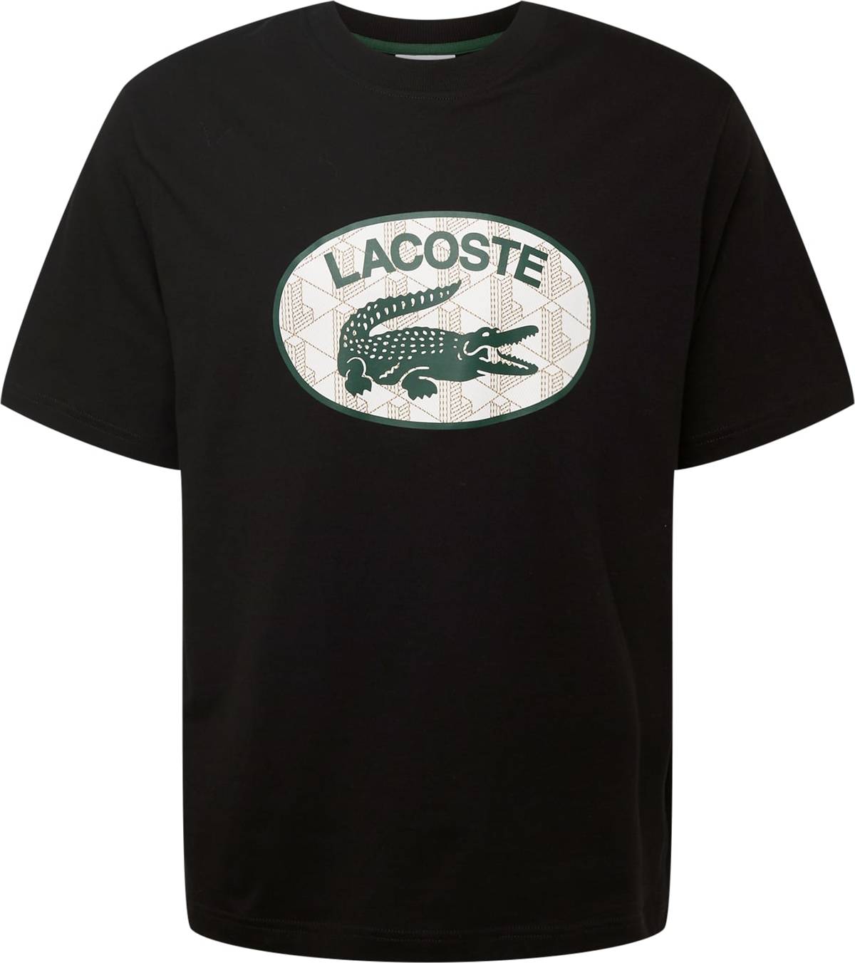 LACOSTE Tričko béžová / tmavě zelená / černá / bílá