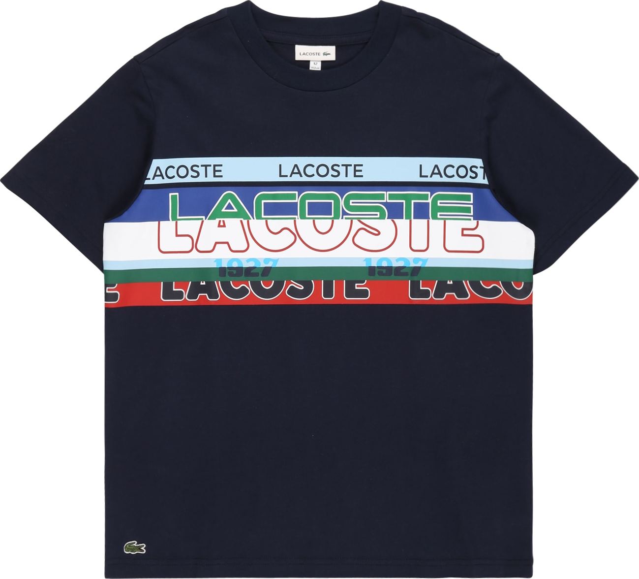 LACOSTE Tričko noční modrá / zelená / červená / vínově červená