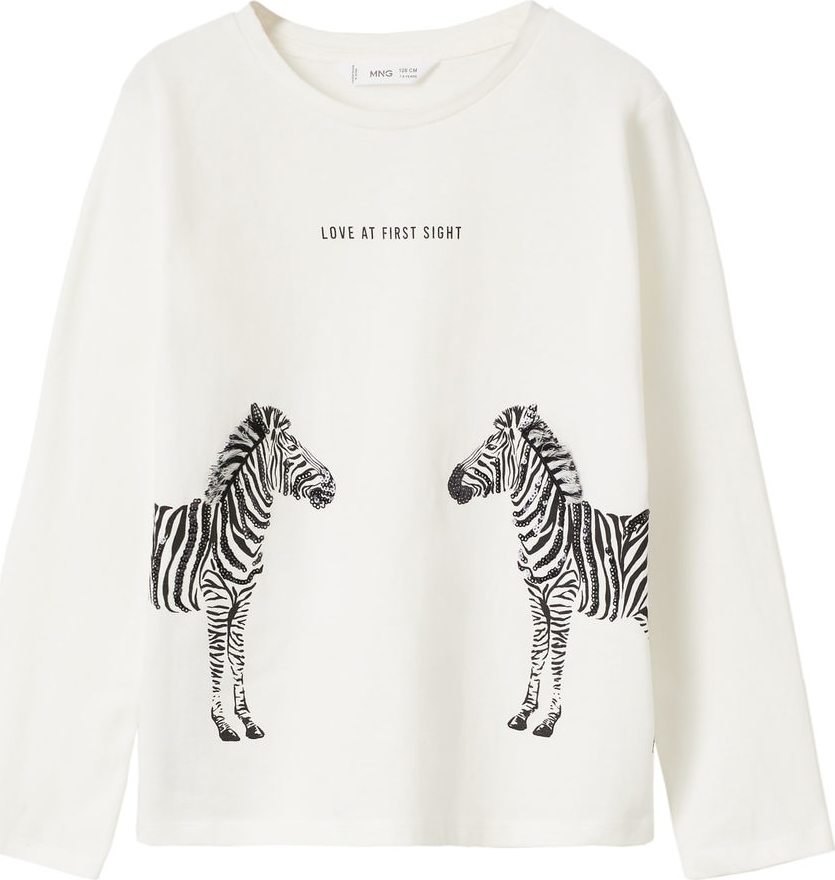 MANGO KIDS Tričko 'ANIMALS' černá / offwhite