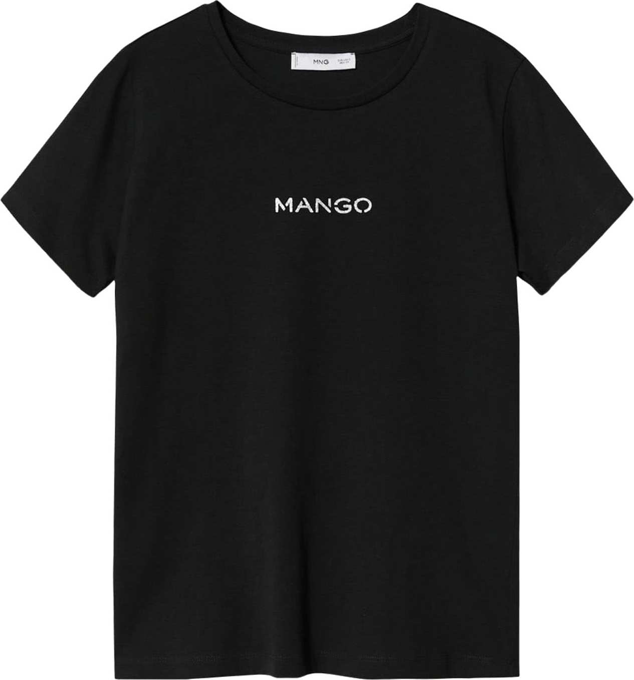 MANGO Tričko černá / offwhite