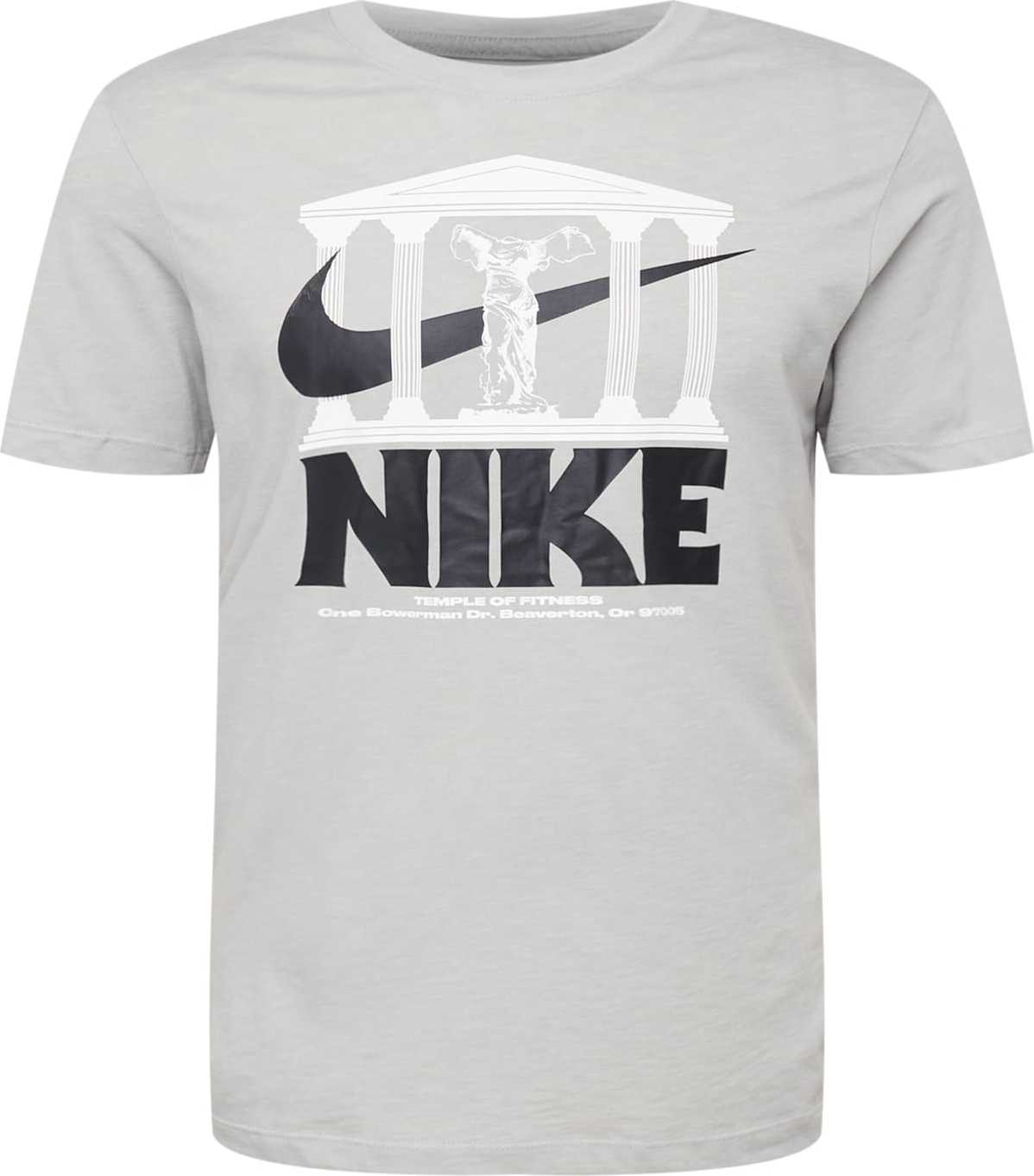 NIKE Funkční tričko světle šedá / černá / bílá