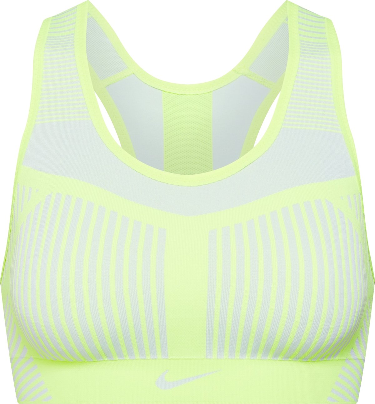 NIKE Sportovní podprsenka 'FE/NOM Flyknit High Support Sports Bra' žlutá / bílá