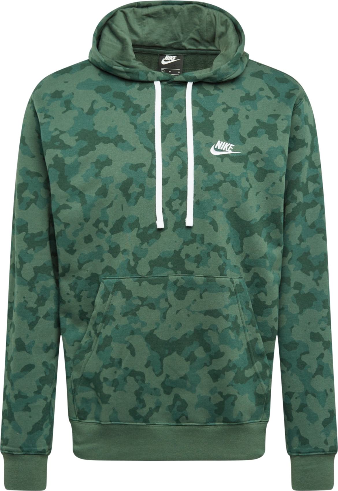 Nike Sportswear Mikina petrolejová / tmavě zelená / bílá