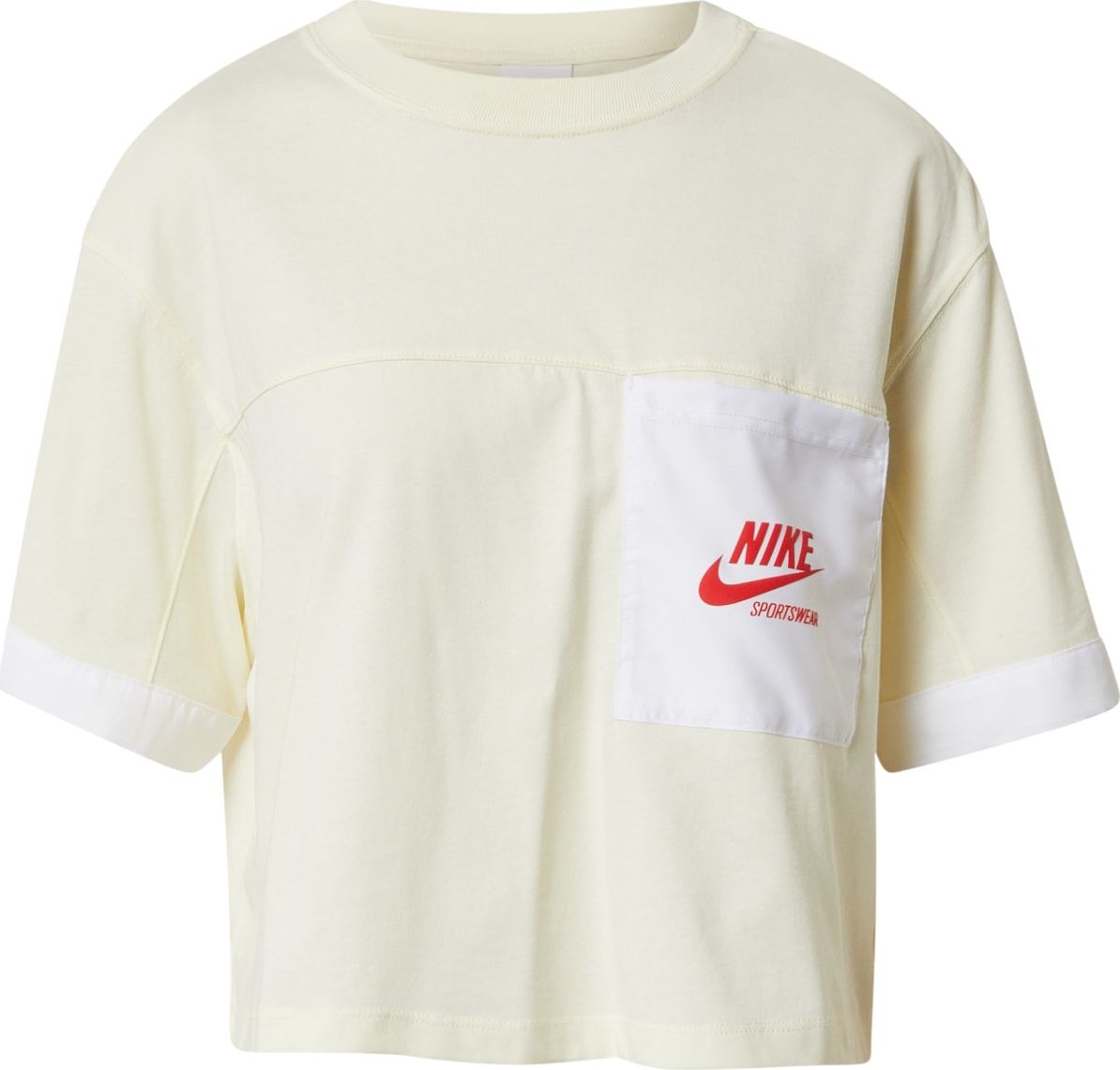 Nike Sportswear Tričko pastelově žlutá / ohnivá červená / bílá