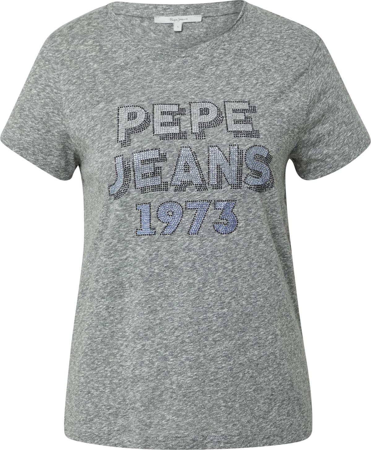 Pepe Jeans Tričko 'BIBIANA' světlemodrá / šedý melír / černá