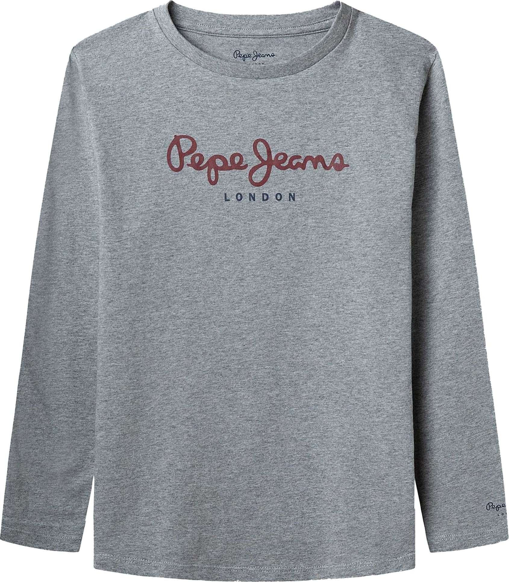 Pepe Jeans Tričko 'HERMAN' šedý melír / červená / černá