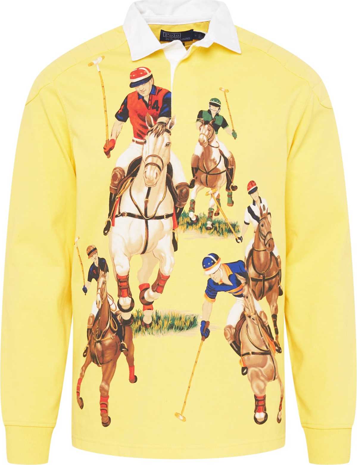 Polo Ralph Lauren Tričko 'RUGBY' hnědá / žlutá / červená / bílá