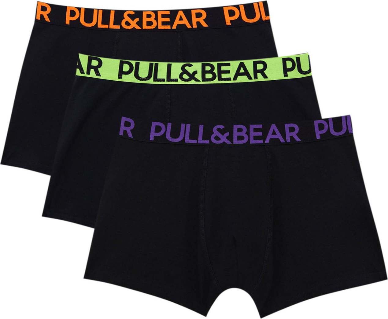 Pull&Bear Boxerky svítivě zelená / svítivě fialová / svítivě oranžová / černá