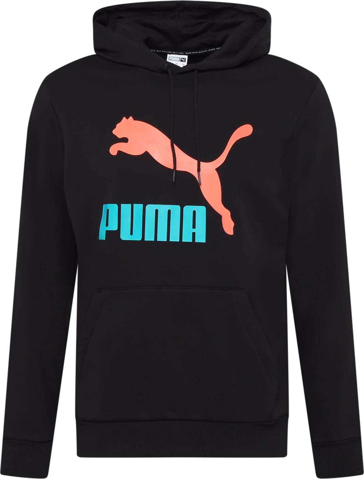 PUMA Mikina aqua modrá / lososová / černá