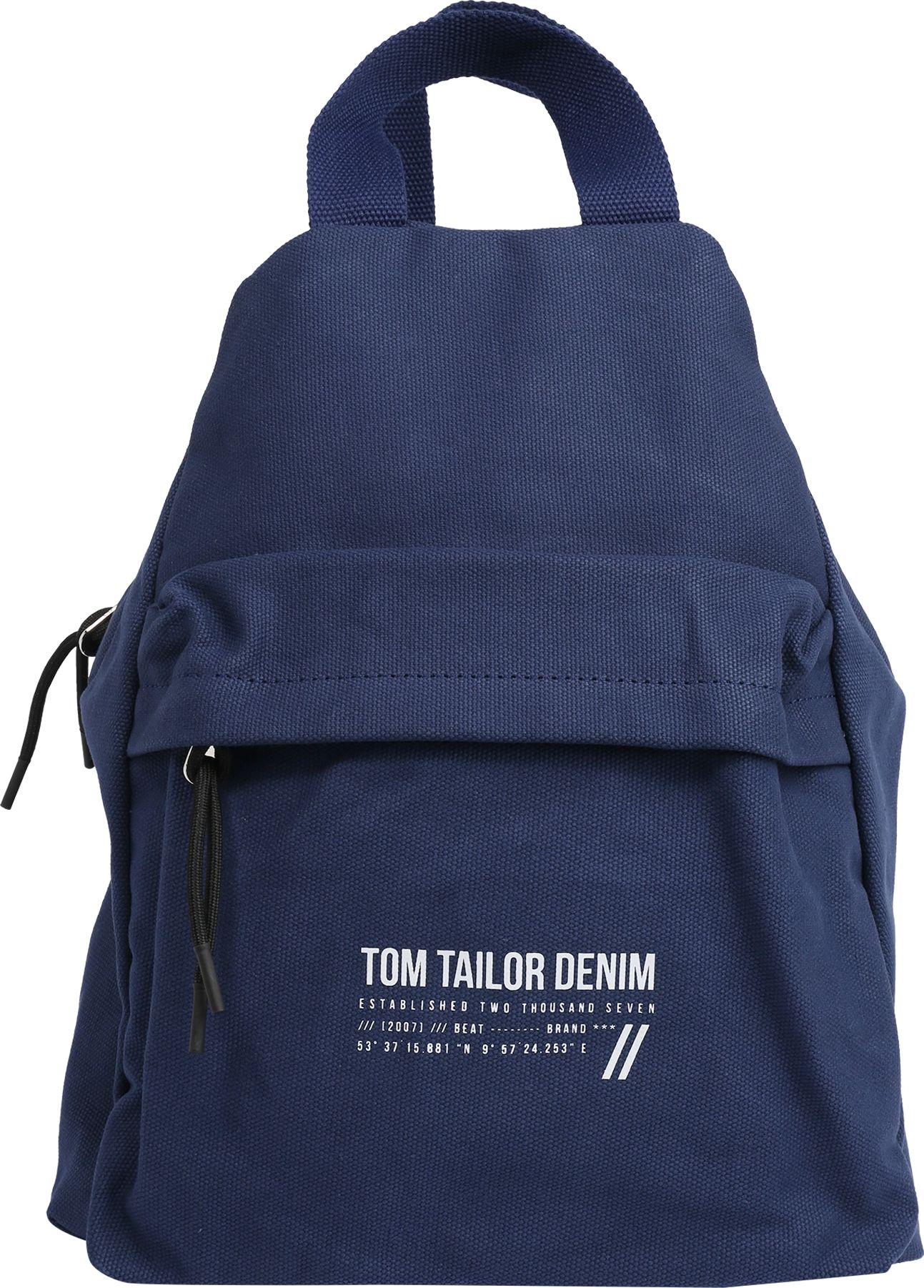 TOM TAILOR DENIM Batoh 'Lia' marine modrá / bílá