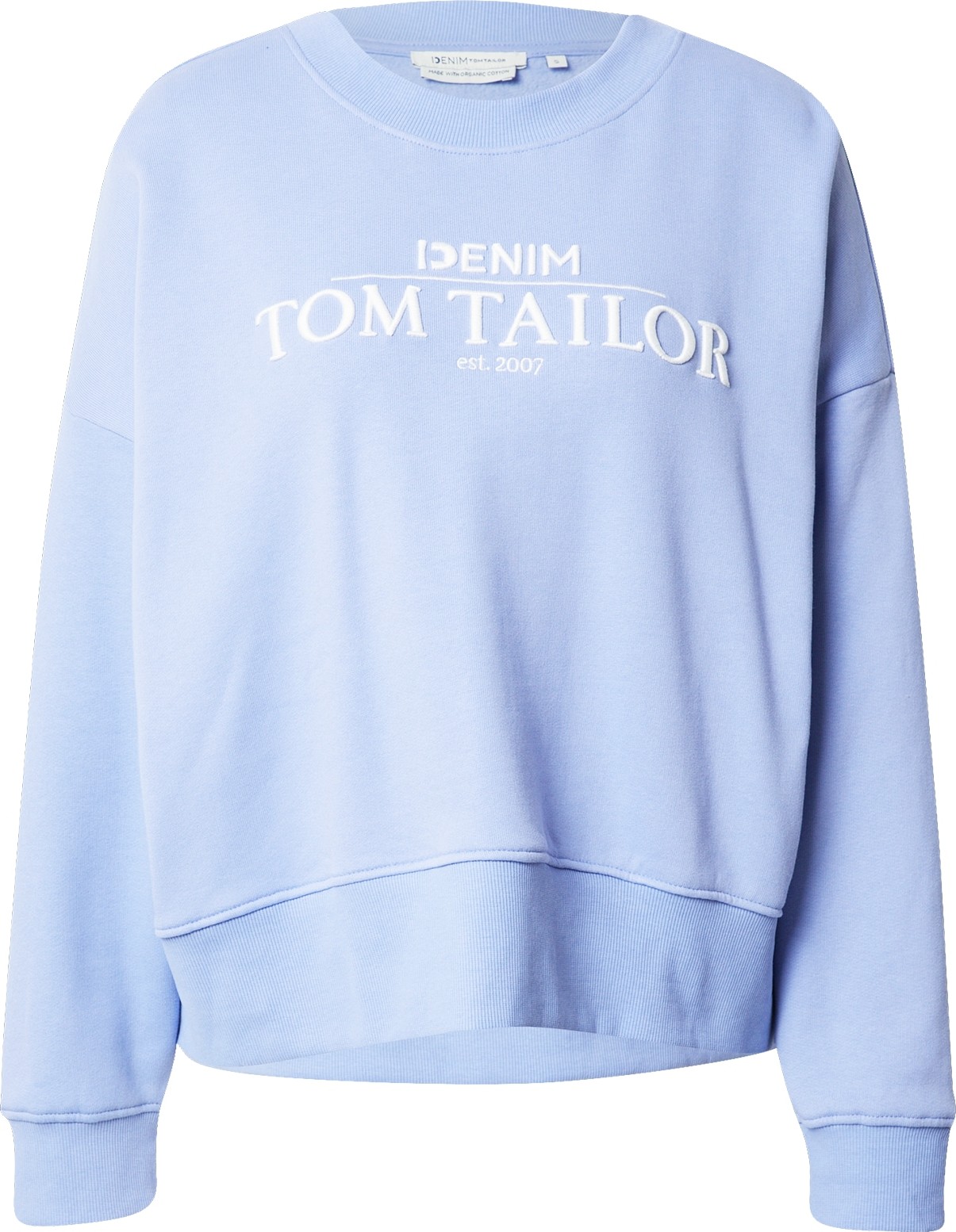 TOM TAILOR DENIM Mikina světlemodrá / bílá