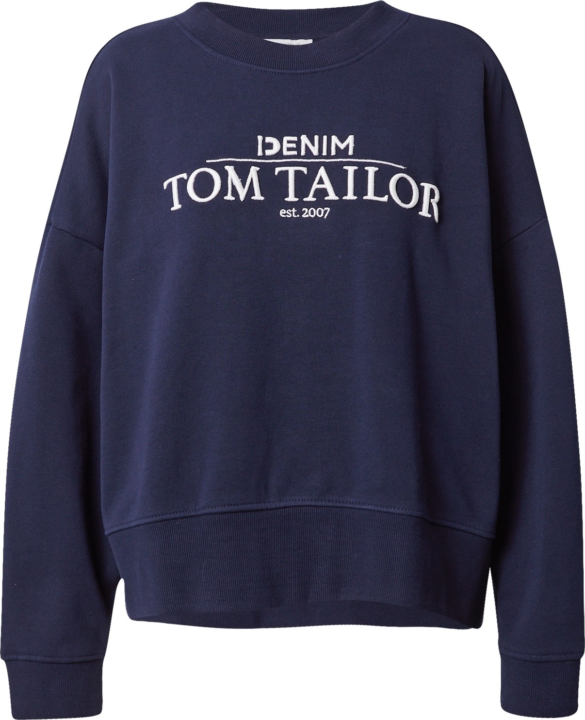 TOM TAILOR DENIM Mikina tmavě modrá / bílá