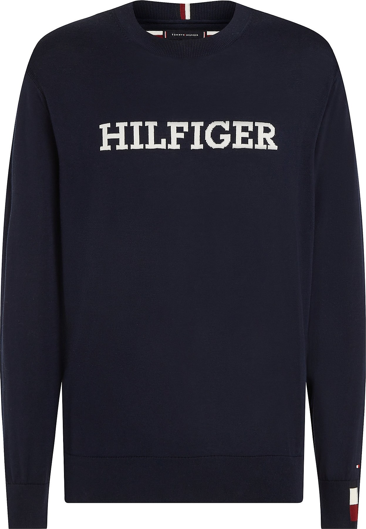 TOMMY HILFIGER Svetr námořnická modř / tmavě červená / bílá