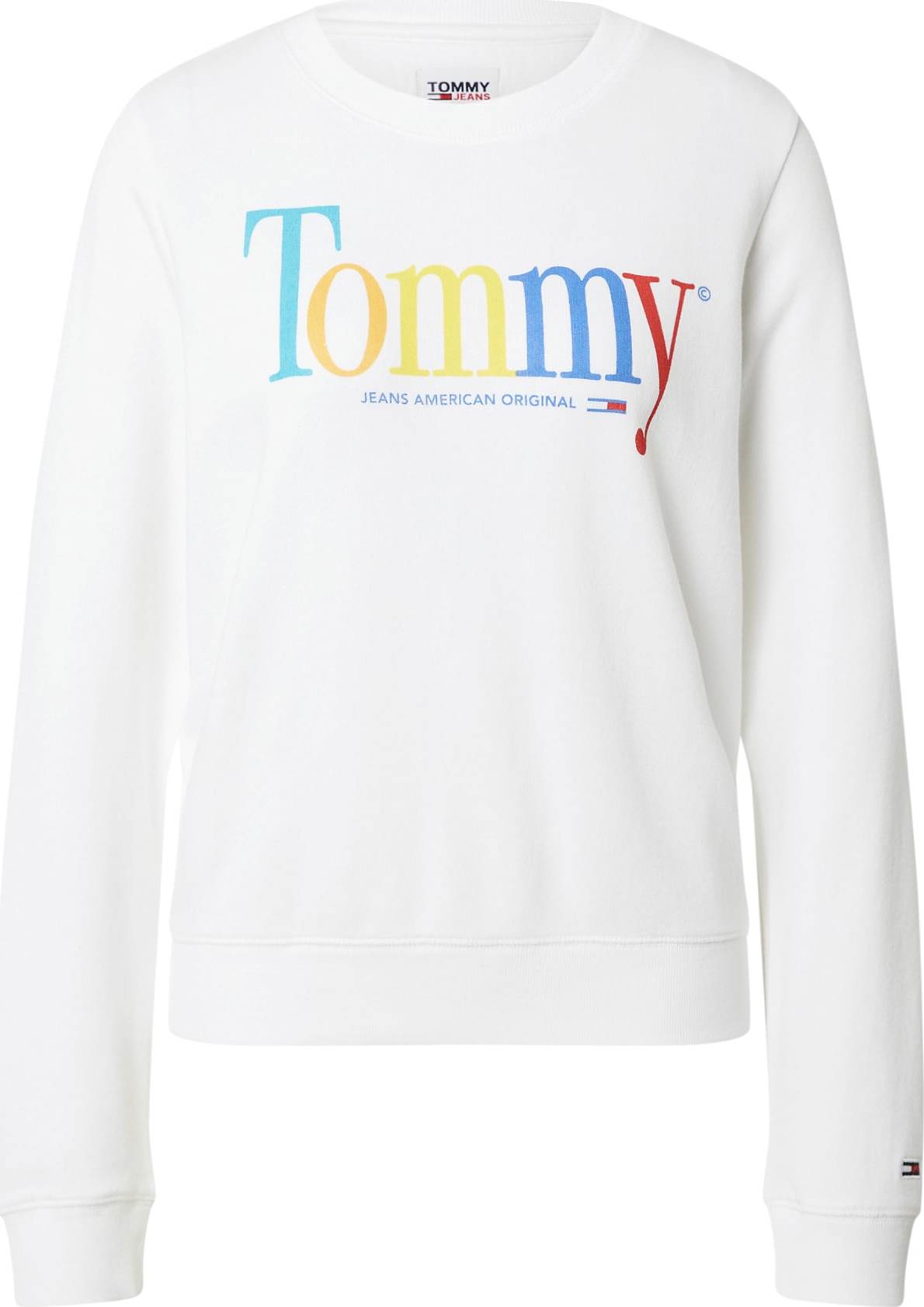 Tommy Jeans Mikina modrá / světlemodrá / jasně oranžová / červená / bílá