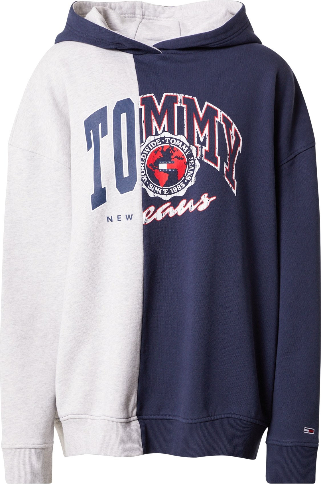 Tommy Jeans Mikina námořnická modř / šedý melír / červená