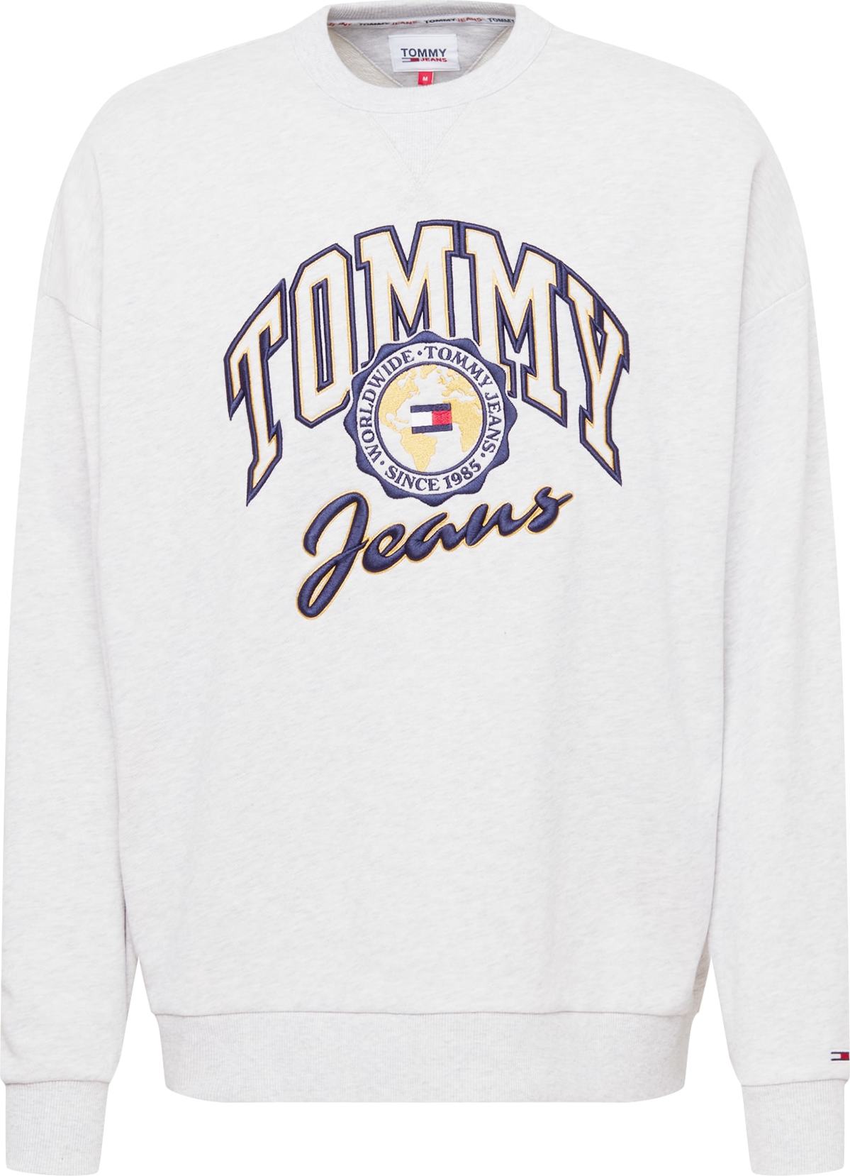 Tommy Jeans Mikina námořnická modř / světle žlutá / šedý melír / červená