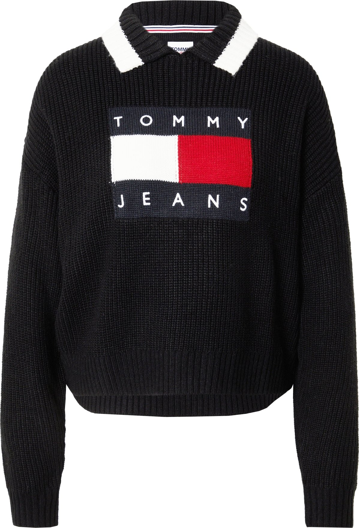 Tommy Jeans Svetr námořnická modř / ohnivá červená / černá / bílá