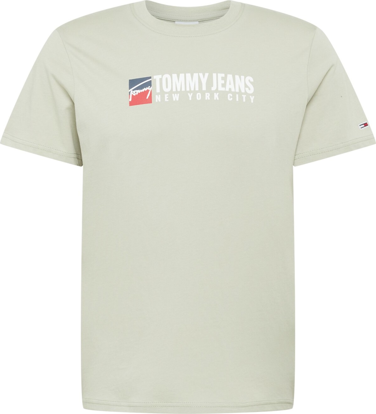 Tommy Jeans Tričko světle zelená / červená / bílá