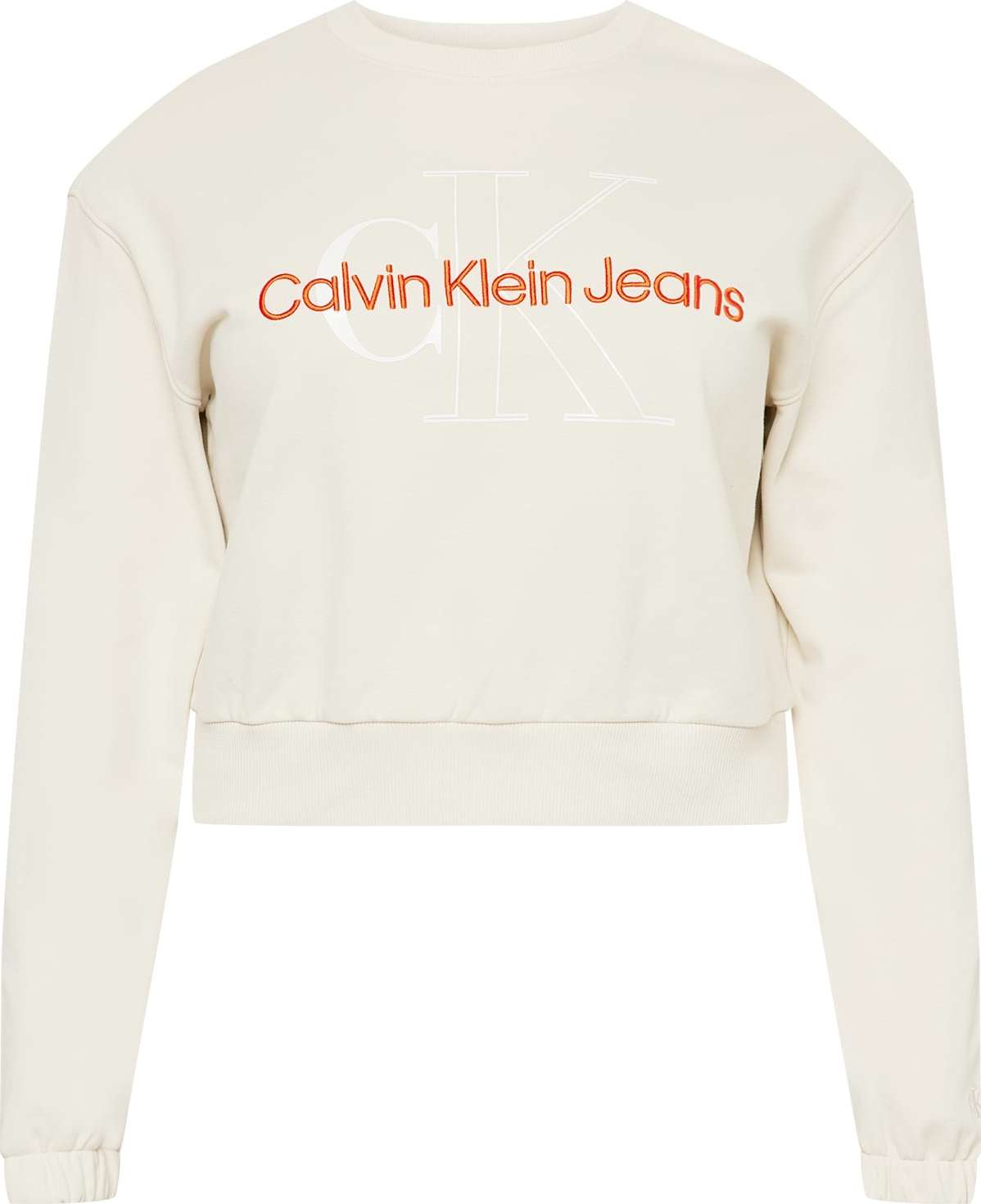 Calvin Klein Jeans Curve Mikina béžová / oranžová / bílá