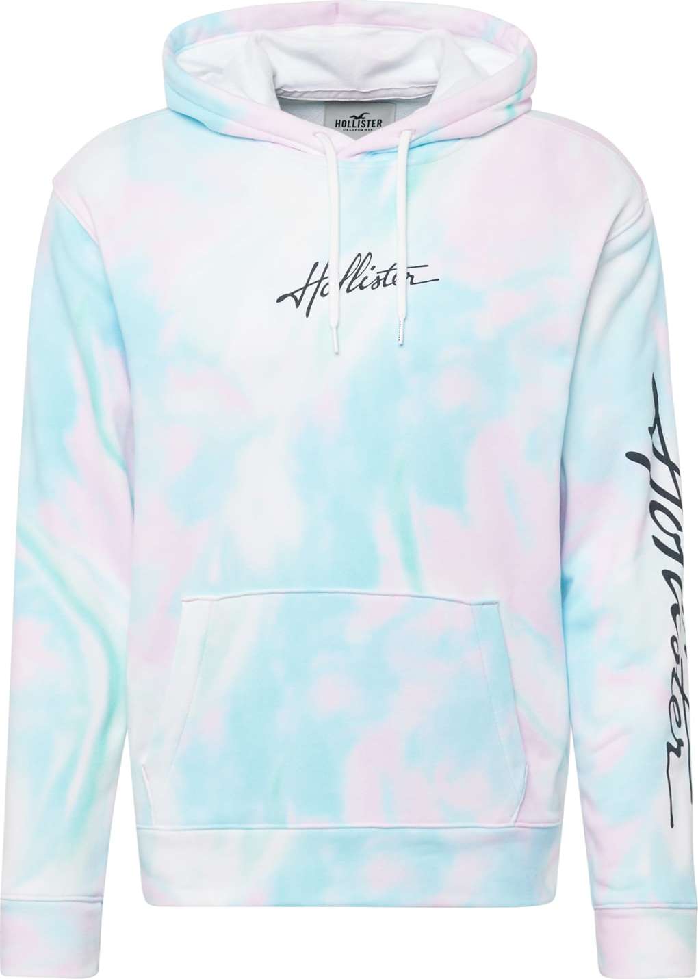 HOLLISTER Mikina aqua modrá / pastelově růžová / bílá