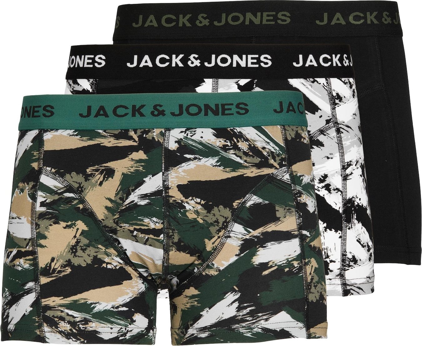 JACK & JONES Boxerky čedičová šedá / zelená / černá / bílá