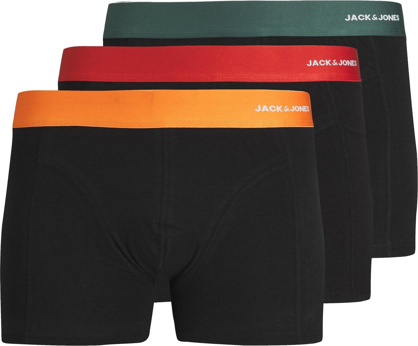 JACK & JONES Boxerky 'DUKE' tmavě zelená / oranžová / červená / černá