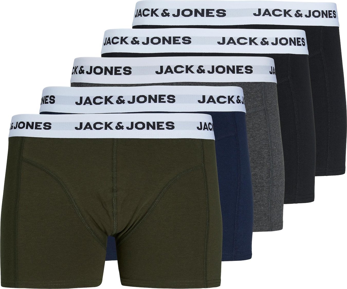 JACK & JONES Boxerky námořnická modř / tmavě šedá / khaki / černá