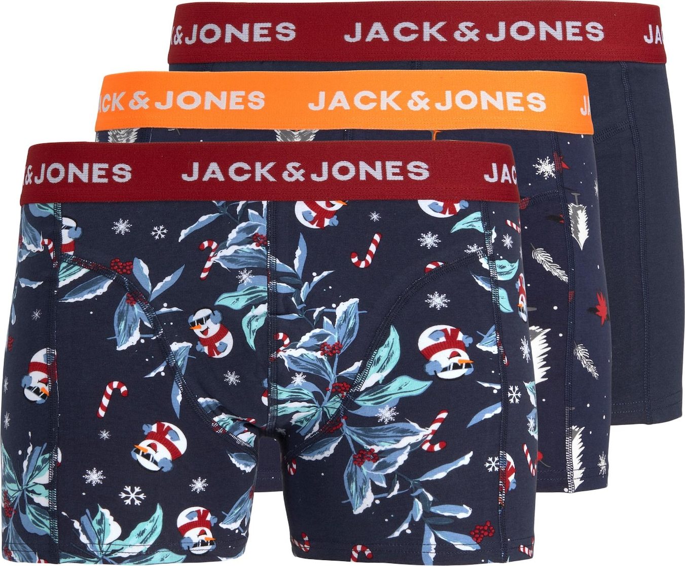 JACK & JONES Boxerky 'Snowmann' námořnická modř / oranžová / červená / bílá