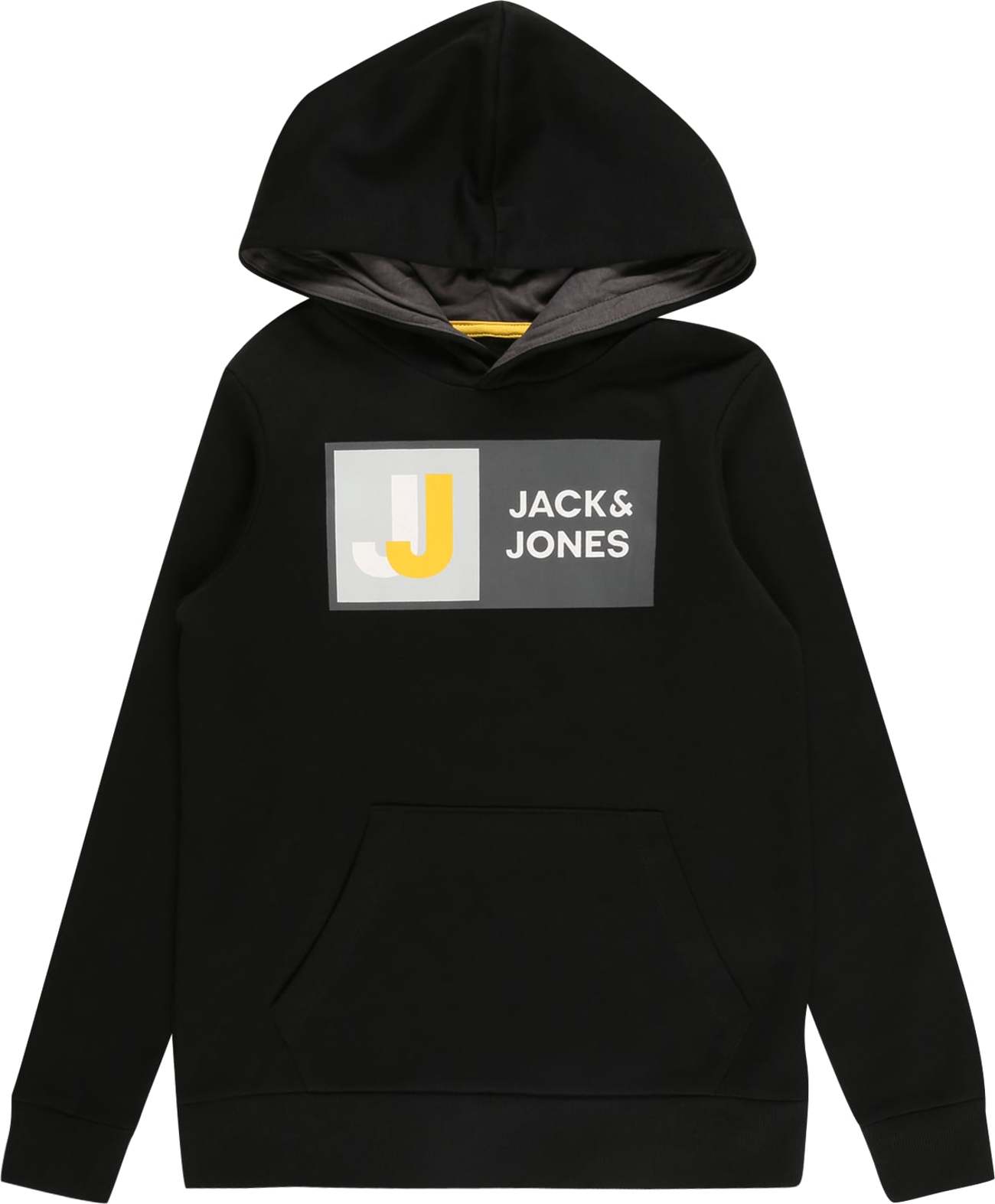 Jack & Jones Junior Mikina 'LOGAN' tmavě žlutá / tmavě šedá / černá / bílá