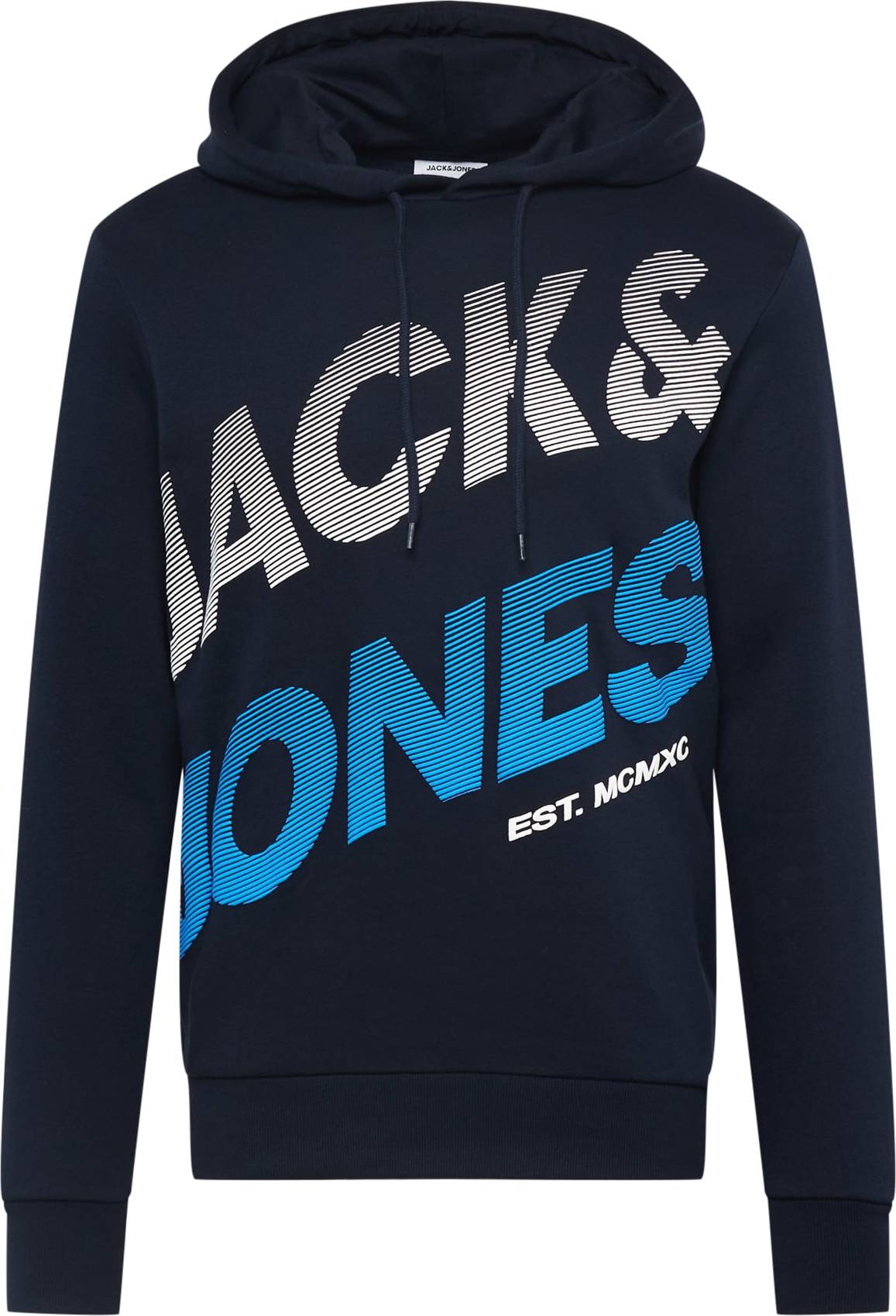 JACK & JONES Mikina 'FORMATION' námořnická modř / azurová / bílá