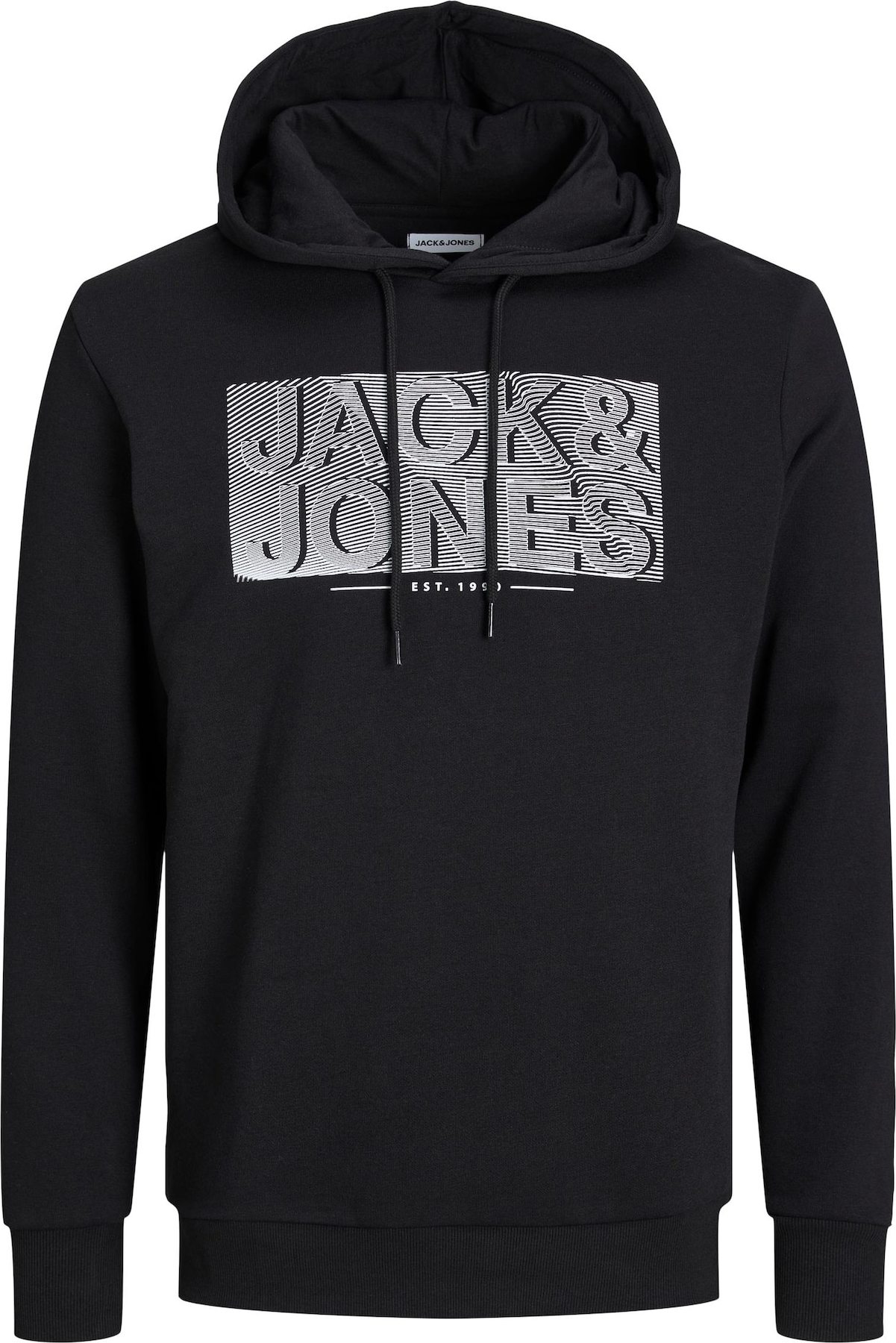 JACK & JONES Mikina 'PETER' černá / bílá