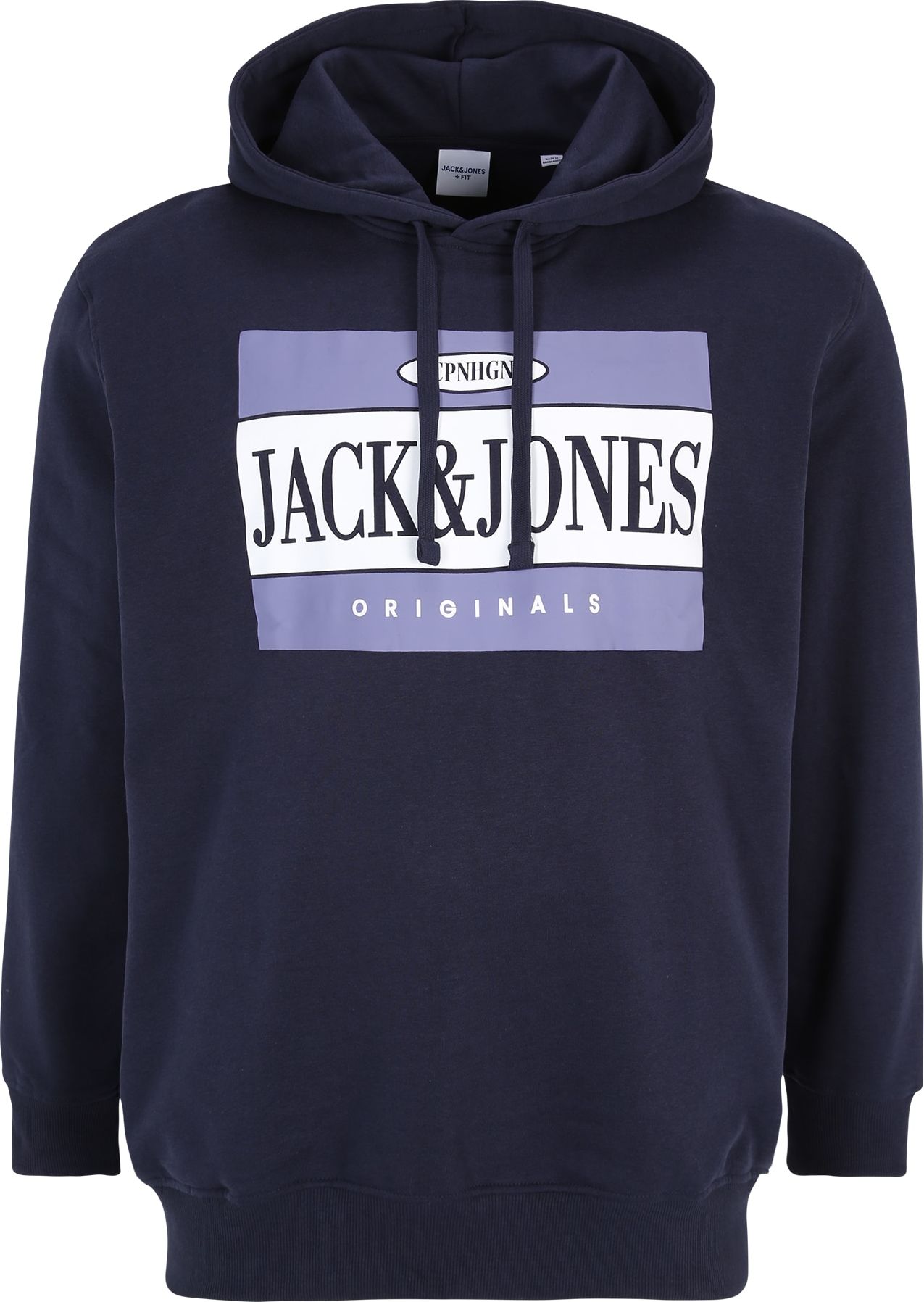 Jack & Jones Plus Mikina 'ARTHUR' námořnická modř / světle fialová / bílá