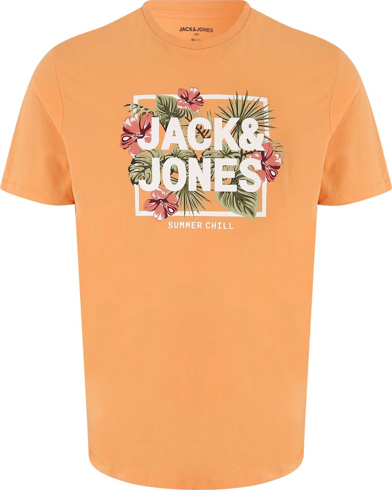 Jack & Jones Plus Tričko 'BECS' tmavě zelená / oranžová / starorůžová / offwhite